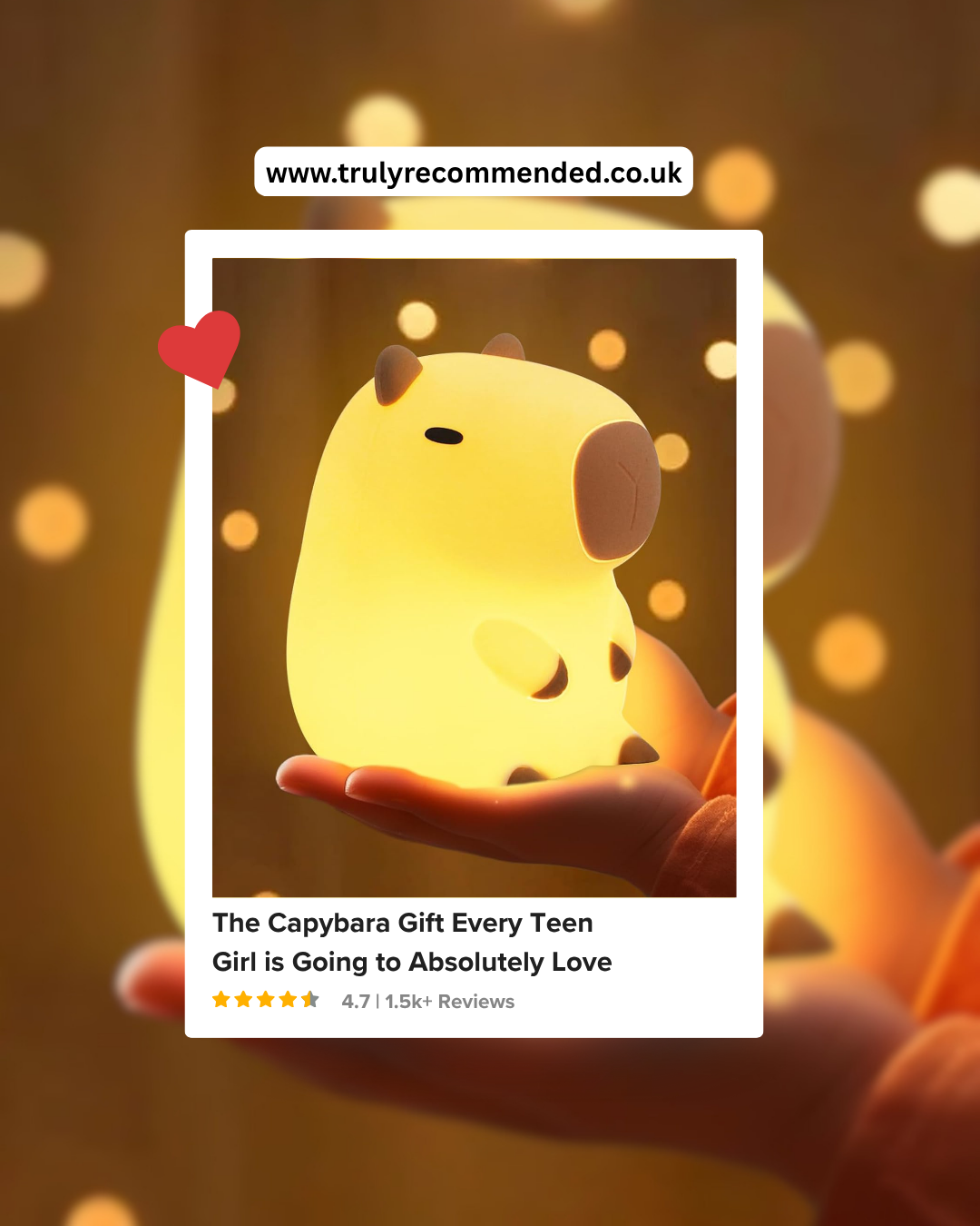 Capybara night light in soft yellow silicone a cute and trending gift idea for teenage girls available on Amazon UK