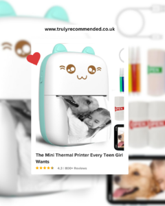 mini thermal inkless printer in blue a fun and creative budget gift idea for teenage girls available on Amazon UK